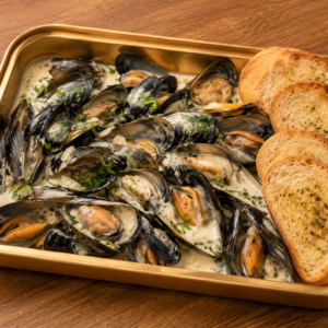 Mussels in White Wine Cream Sauce with Italian Bread｜白酒忌廉煮法國青口配意式麵包