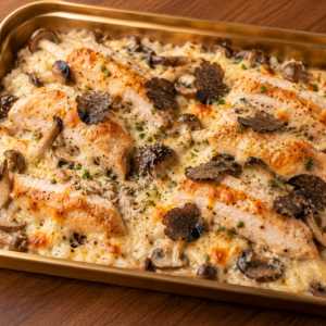 Baked Chicken Fillet Rice with Black Truffle & Wild Mushrooms | 黑松露野菌芝士雞柳焗飯
