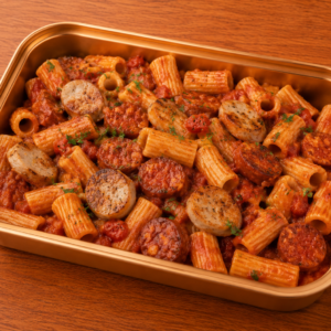Rigatoni with Banger Sausage & Chorizo in Tomato Sauce 英式豬肉腸及西班牙辣肉腸蕃茄汁粗管粉