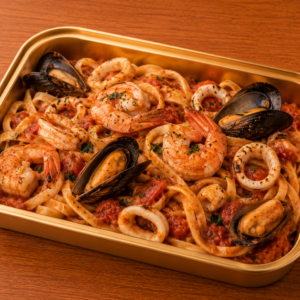 Prawn,Green Mussel & Cuttlefish Linguine in Tomato Sauce | 大蝦, 青口及魷魚蕃茄汁扁意粉