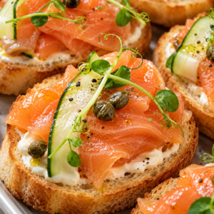 SMOKED SALMON CREAM CHEESE BRUSCHETTA | 煙三文魚忌廉芝士意式多士
