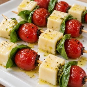 Greenhouse Cherry Tomato & Fresh Mozzarella Skewers. 溫室車厘茄伴鮮馬蘇里拉芝士串